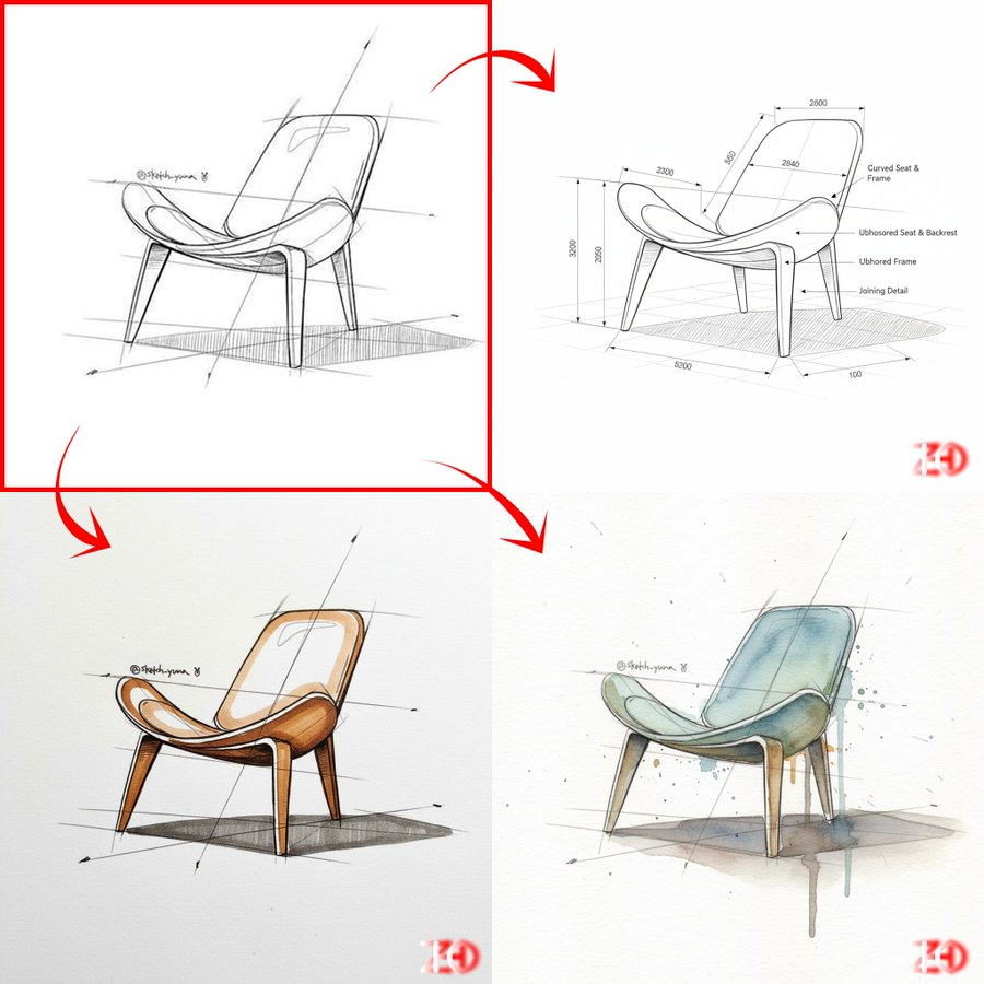 工业设计套图：马克笔、水彩、分析图、渲染图
