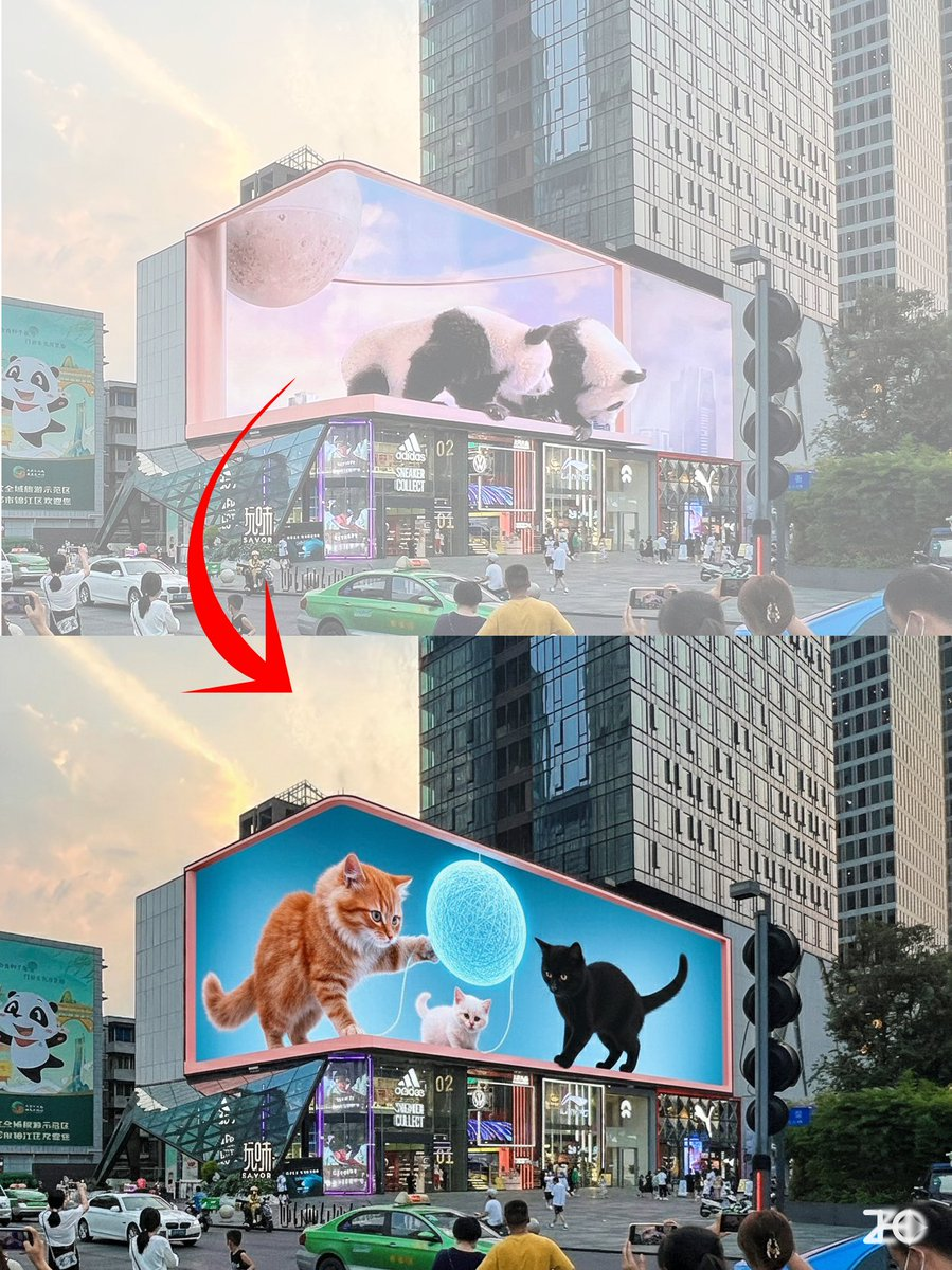 直接为图片中的曲面大屏生成 指定的 “裸眼 3D” 内容